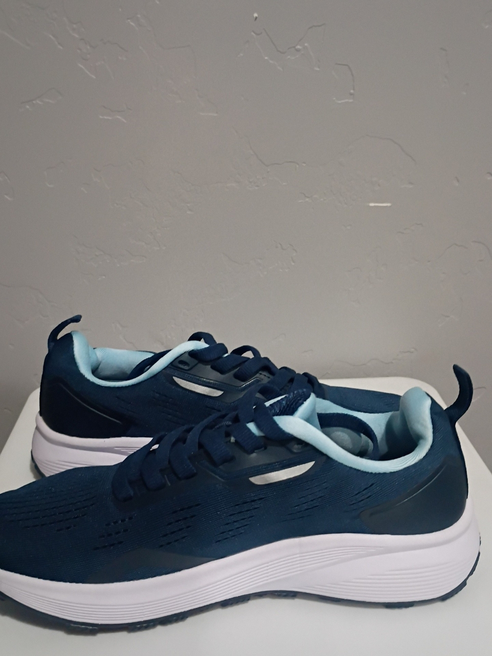 Women's Navy Athletic Sneakers with Light Blue Trim